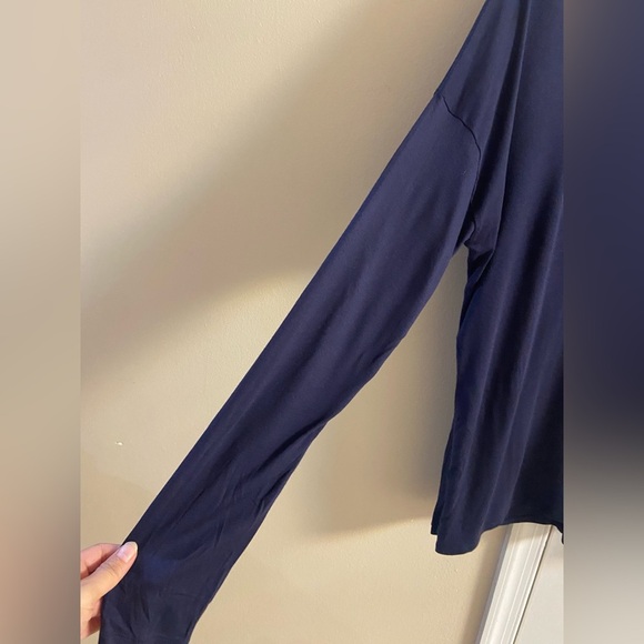 Vince Tunic Top Large Navy Blue Lightweight Pullover - Picture 4 of 7